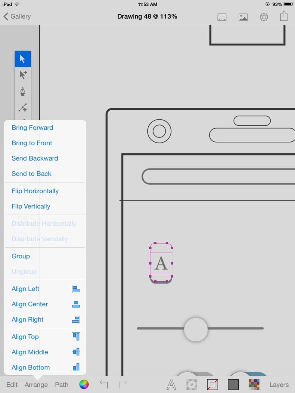 Select both the letter and the rectangle and group them. Found in the "Arrange" menu.