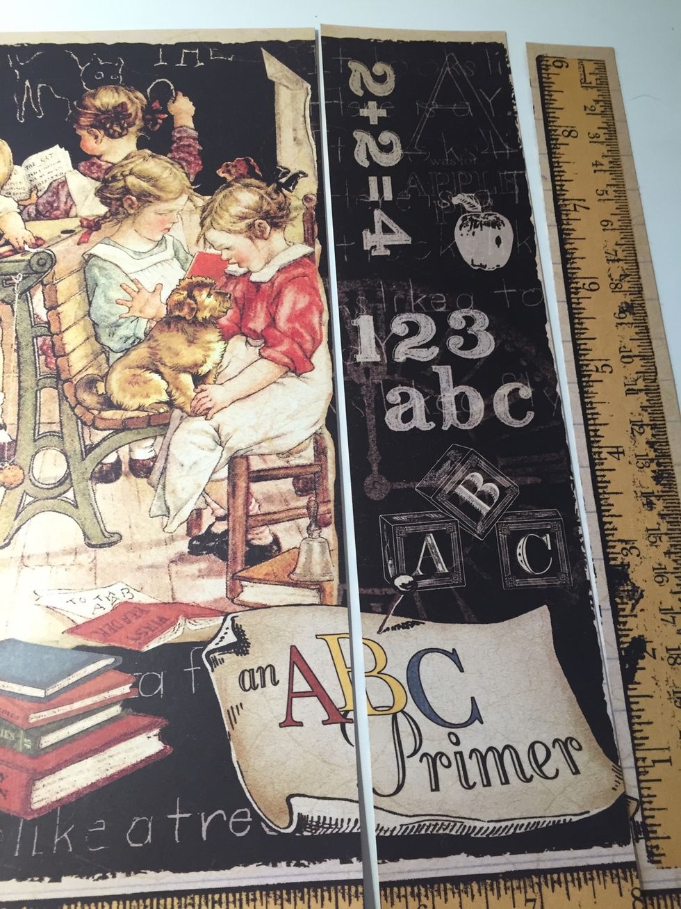 Select desired pieces of ABC paper, and cut them to cover the chipboard.