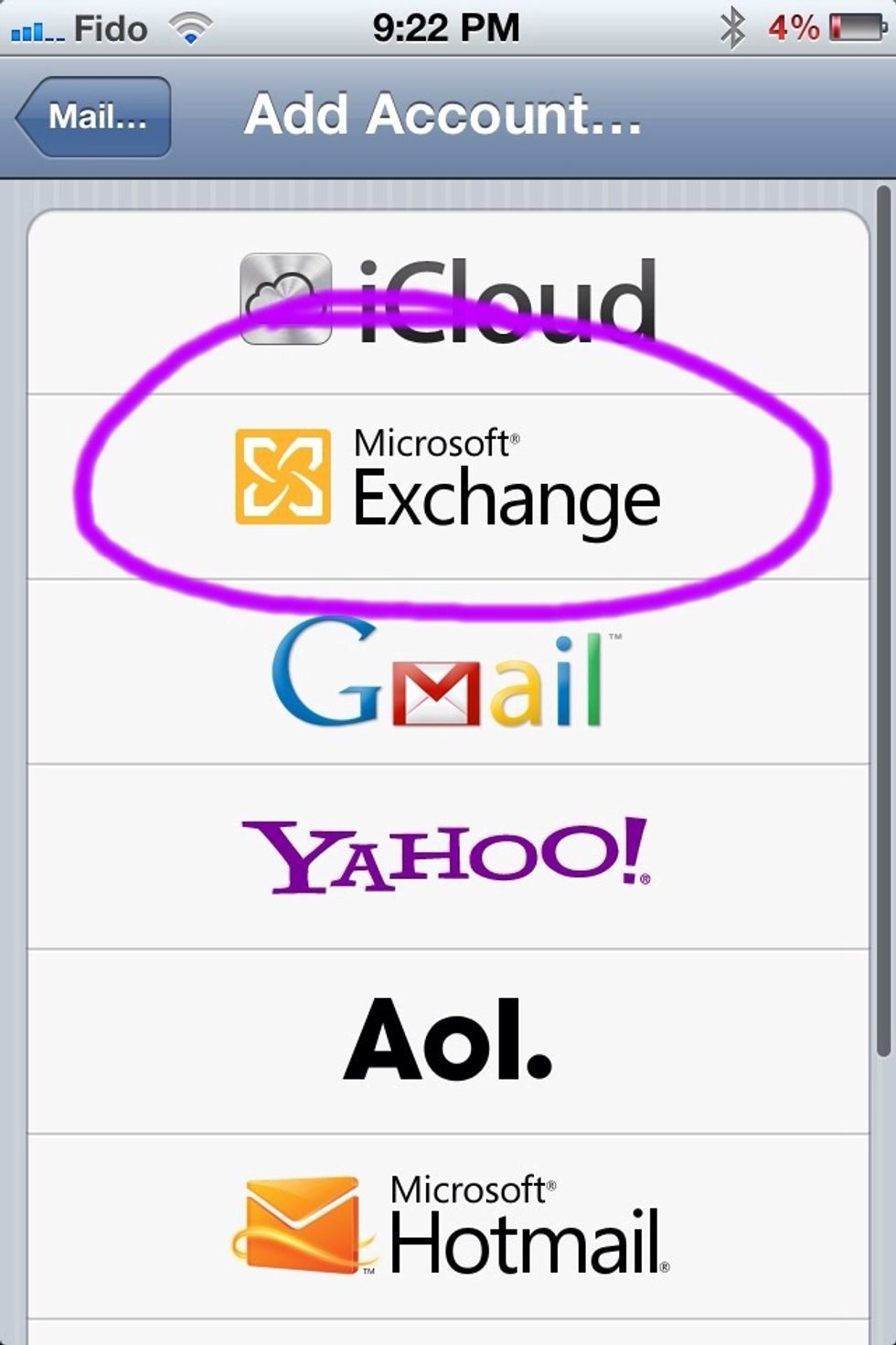 Select 'Exchange'