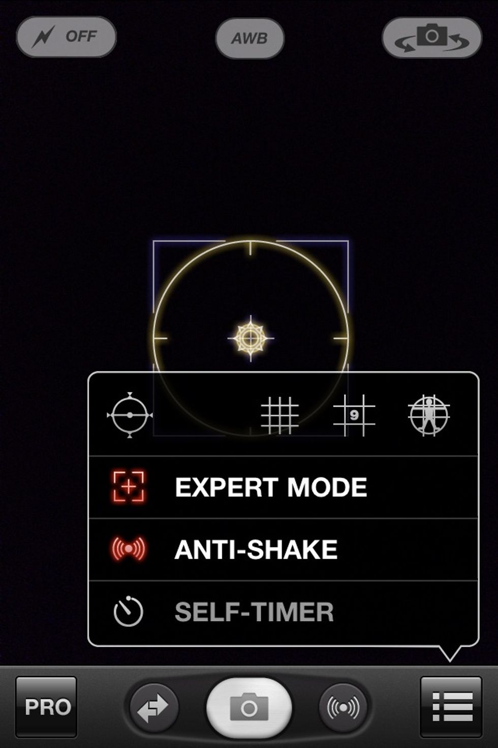 Select EXPERT MODE and close out of that menu by pressing somewhere else on the screen.