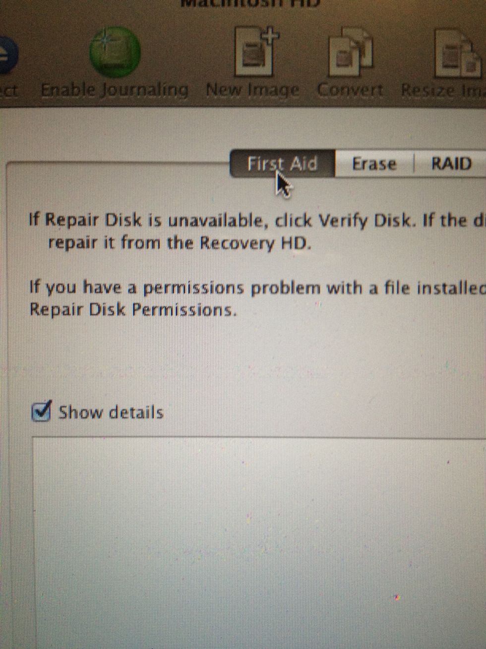 Select First Aid (it may automatically be highlighted)...