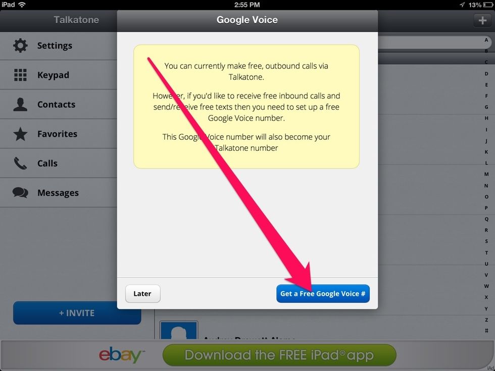 Select "Get a free Google Voice Number."