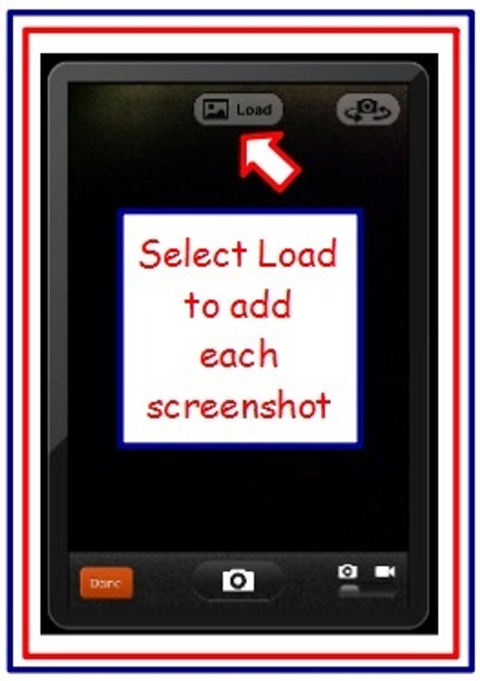 Select "Load" and choose screenshots from the photo library.