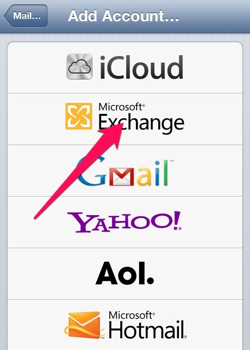 Select Microsoft Exchange