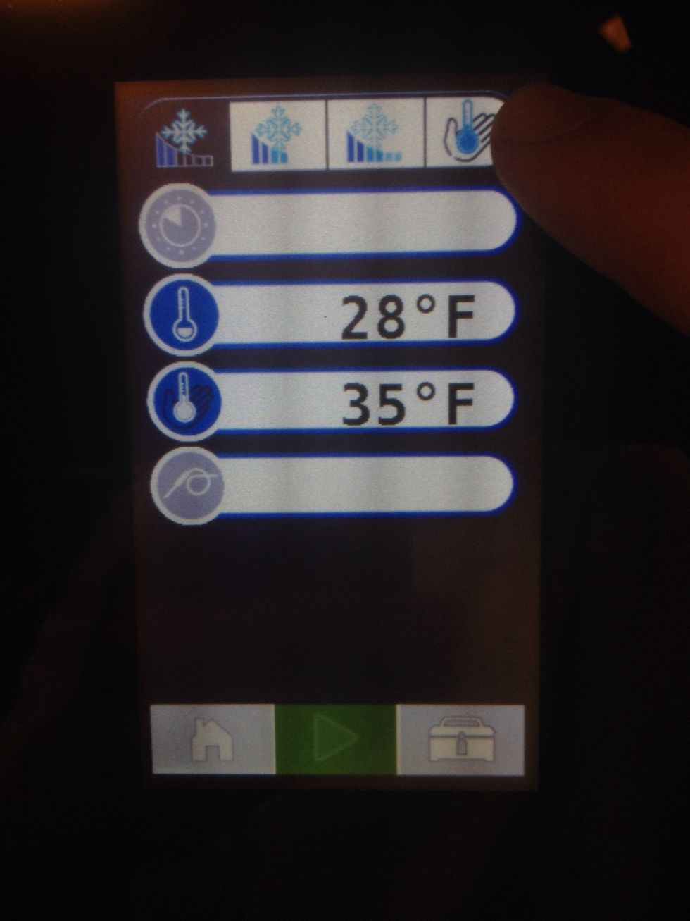 Select one of the four chill modes: soft chill, hard chill, quick freeze, or continuous hold.