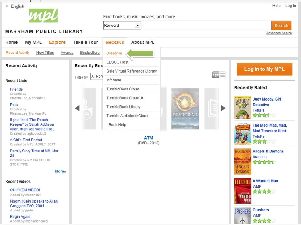 Select "Overdrive" to access the eBook/eAudiobook collection.