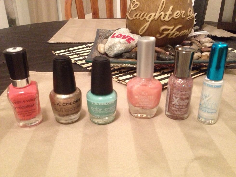 Select polishes you wish to use. I'm using some fun complimentary colors here.