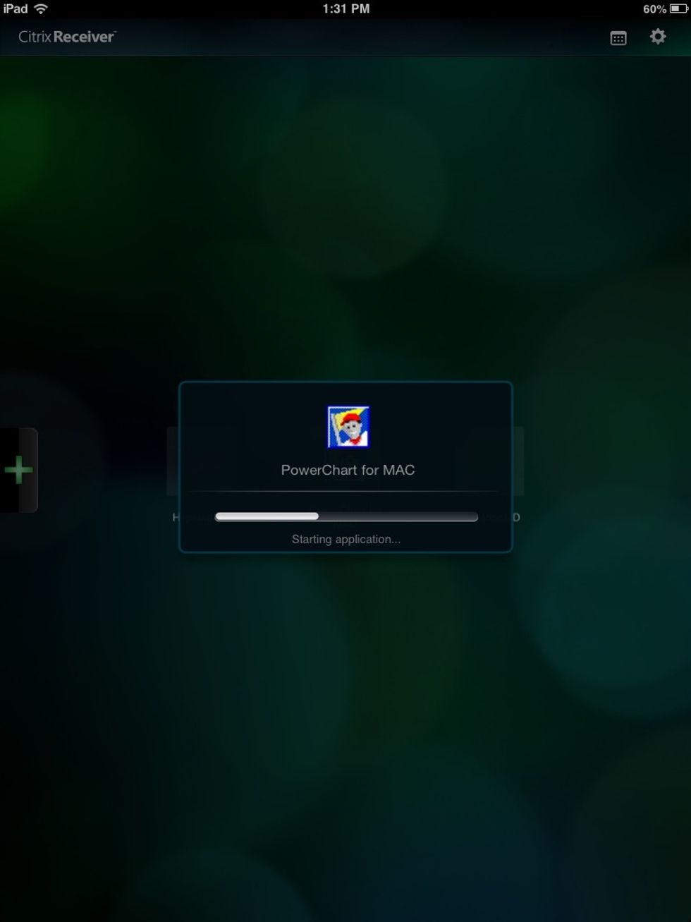 Select PowerChart. You will see a white progress bar appear as the app loads.
