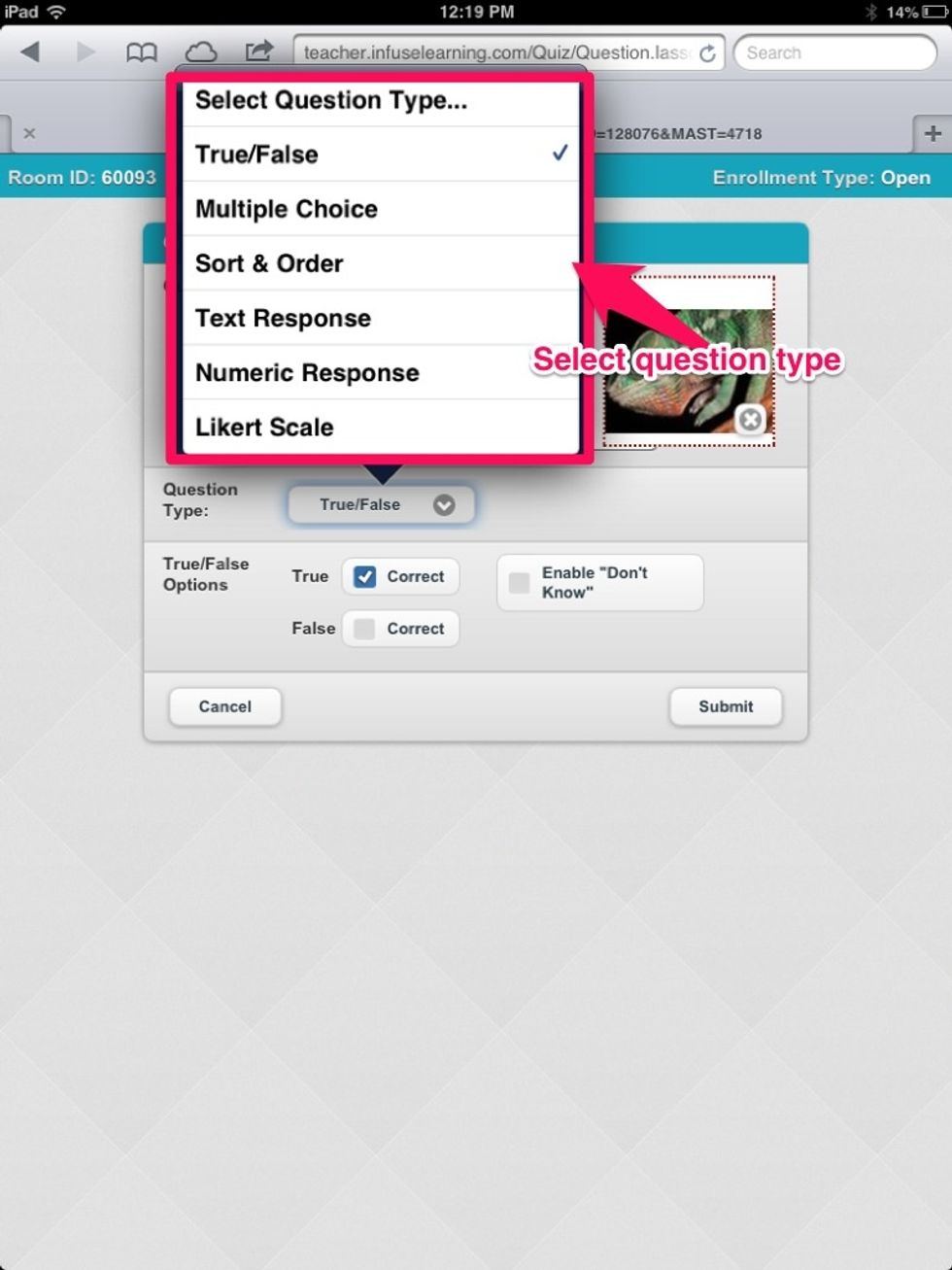Select question type