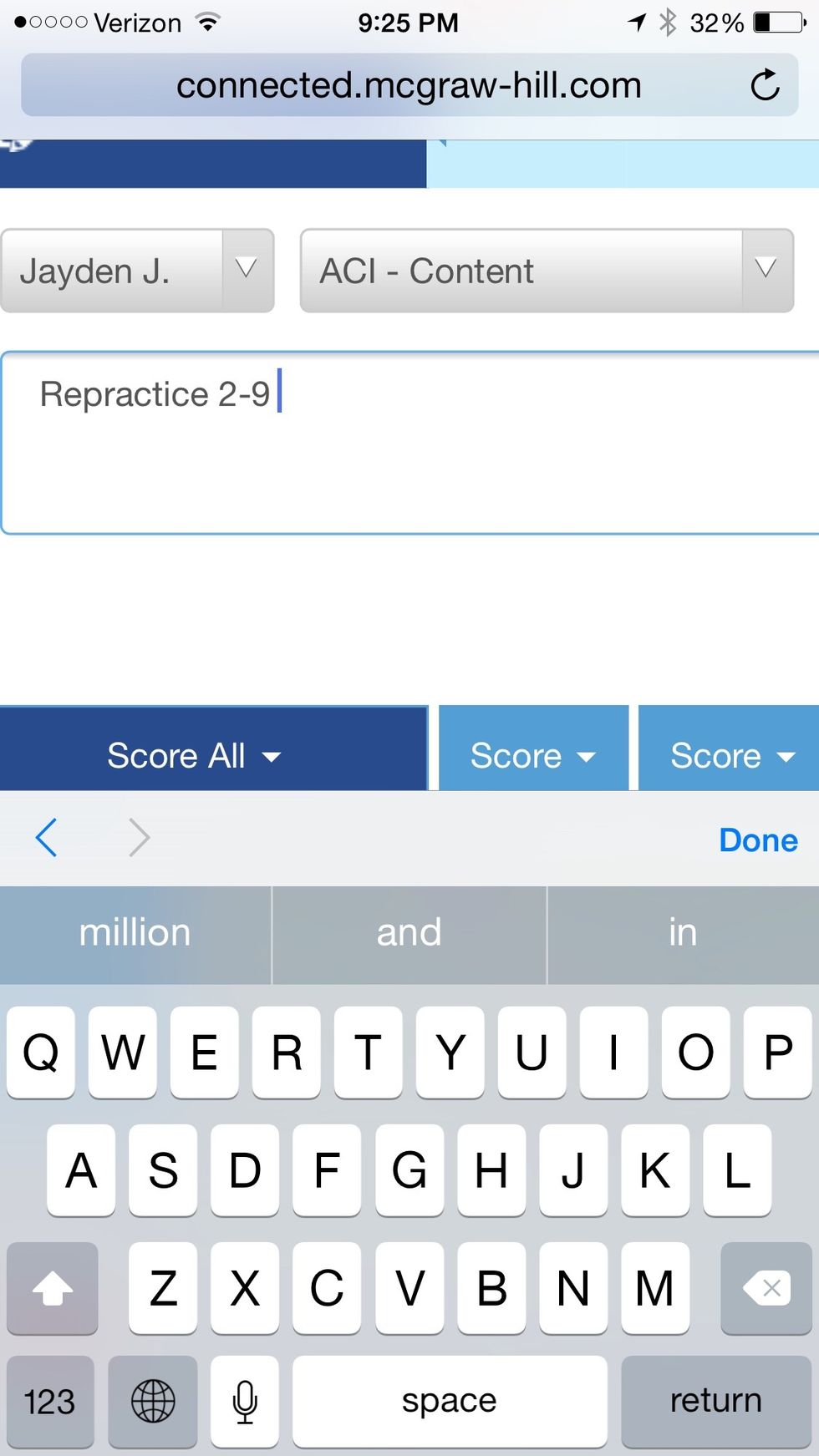 Select 'Score All' and temporarily choose M+