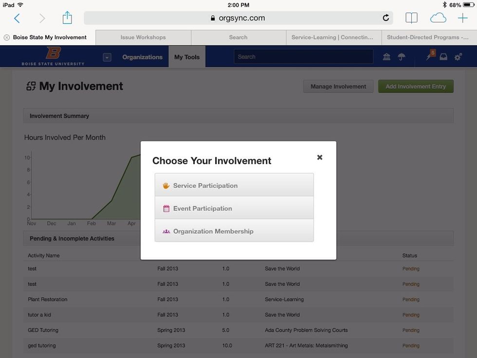 Select "Service Participation"