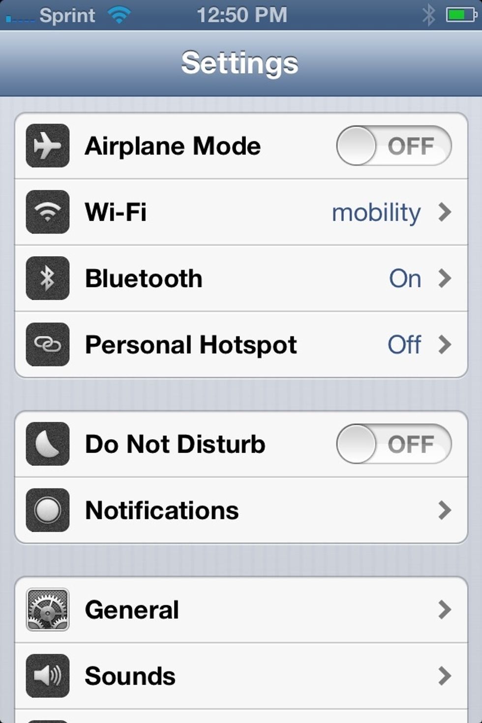 Select Settings on the iPhone and find Personal Hotspot.
