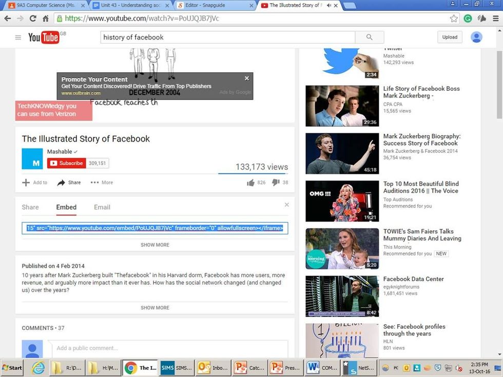Select "SHARE" and "EMBED".
