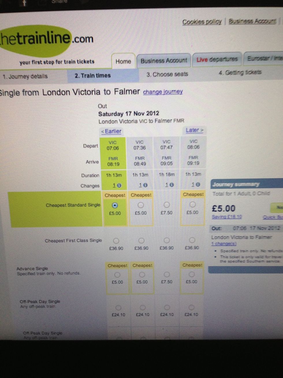 Select the 07:06 from VIC as shown in the picture.