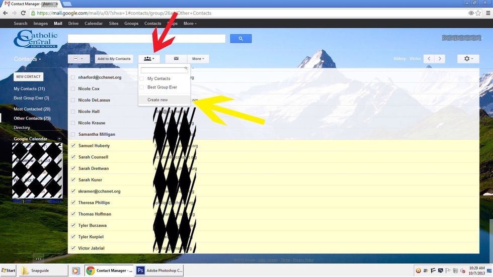 Select the button with 3 people in it, then click Create new