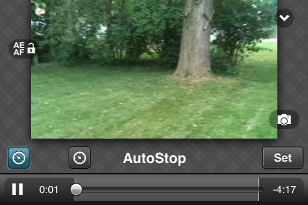 Select the clock icon (left of word AutoStop). The song will begin to play. Let it play as long as you want your first clip to last. Then tap "Set". It'll play that portion again for you to check.