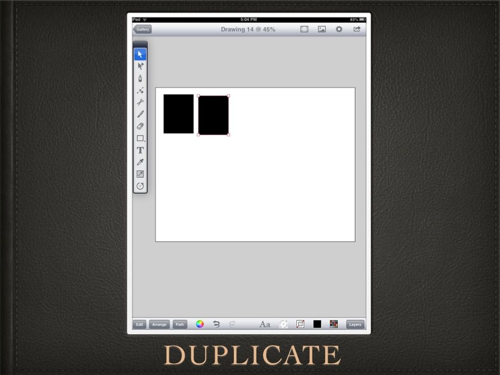 Select the duplicate (It will be right on top of the other rectangle) and move it to the right. Select both of these rectangles and duplicate them again.