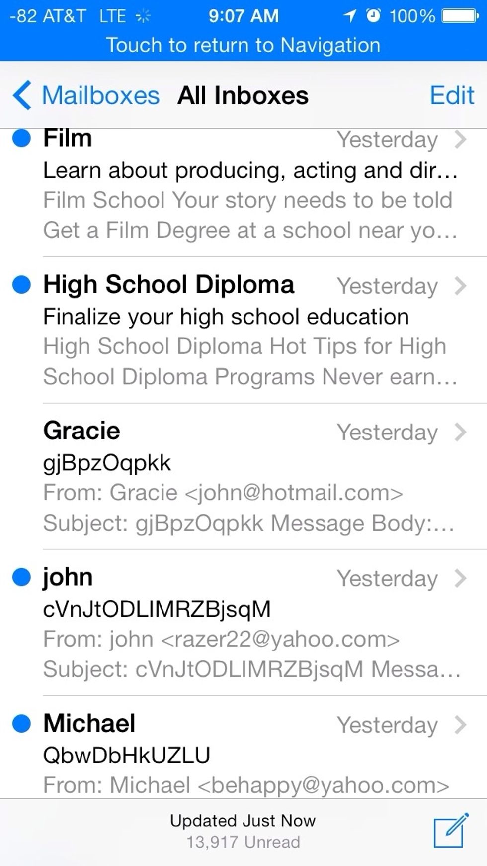 Select the email account you want to mark all as read and tap Edit at the top in the Menu Bar.