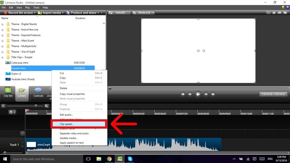 Select the file on the timeline and then right click it. From the Menu, select Clip Speed...
