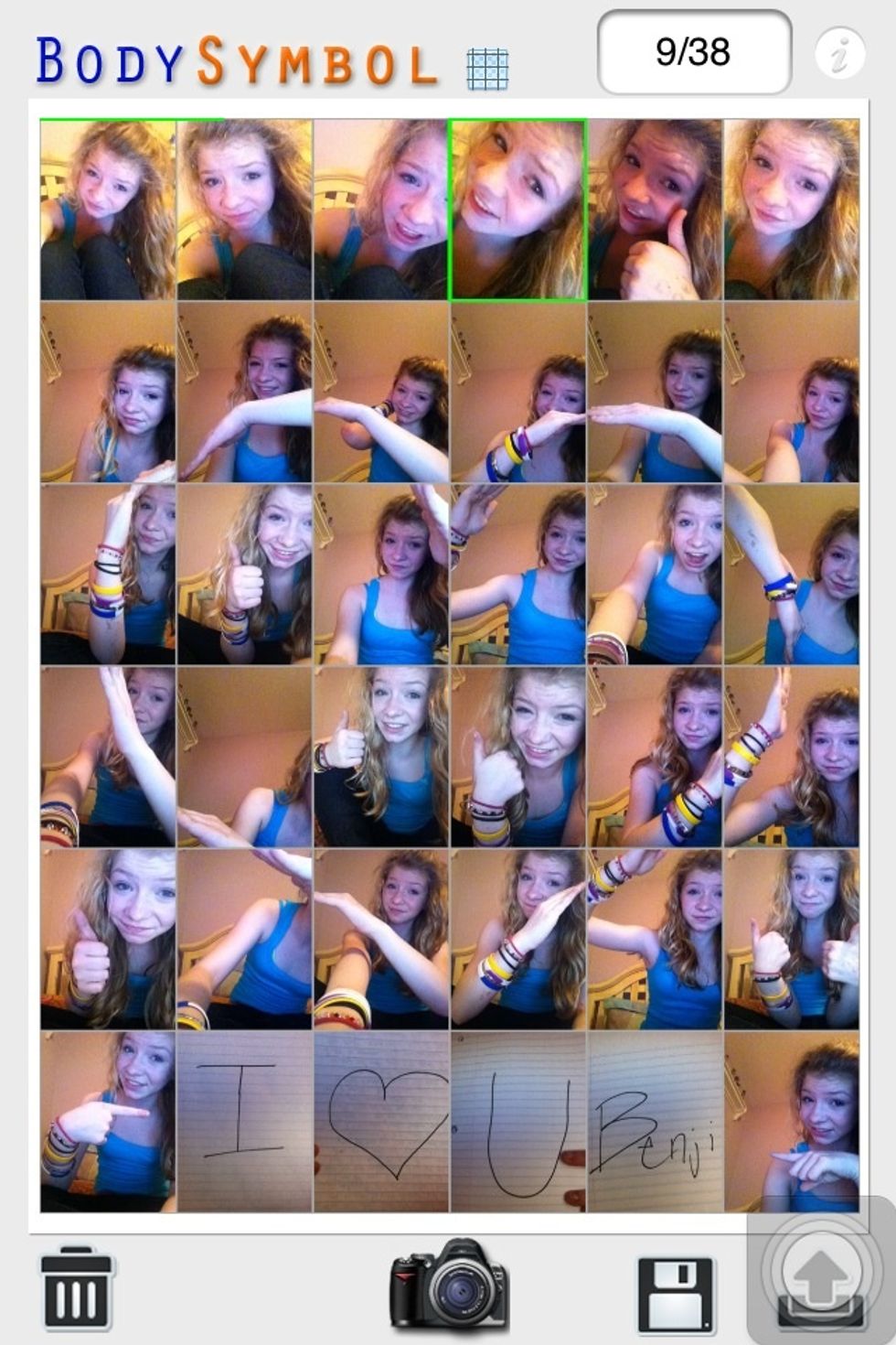 Select the frame you want to screenshot or reshoot a photo of (note: mine was already done) press the camera button at the bottom to take the picture. REPEAT!(: