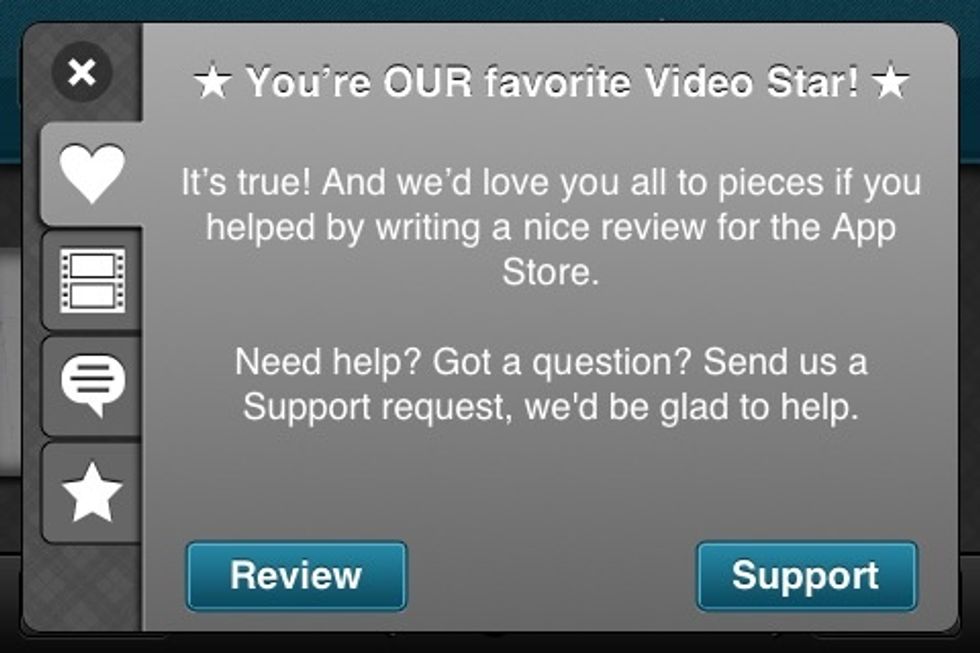 Select the "Heart" icon and you'll be presented with more goodies. The first one is your typical "spread the word" and support page. But there's also\u2026
