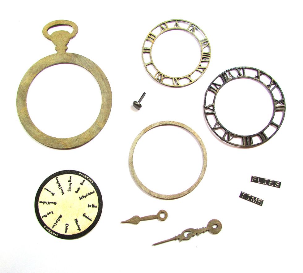 Select the items needed to assemble the pocket watch embellishment.