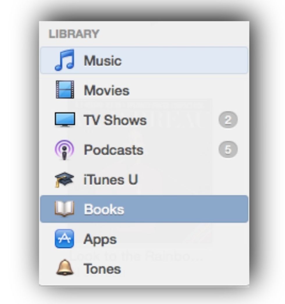 SELECT THE LIBRARY DROP DOWN MENU AND GO TO "BOOKS."