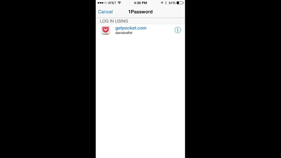 Select the login and password you want to use.