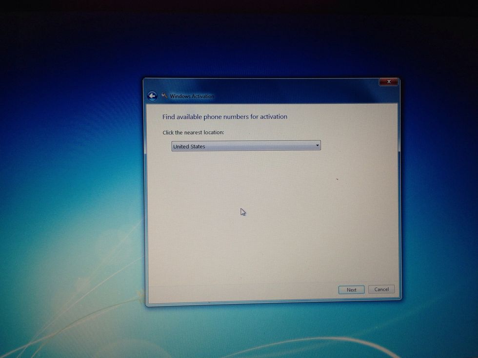 Select the nearest area to phone and left click the next button.
