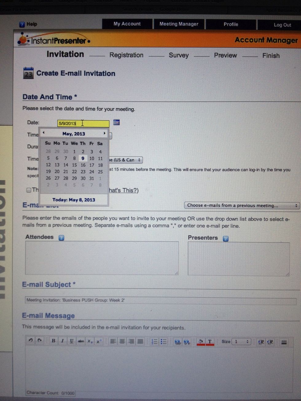 Select the next date for the Webinar