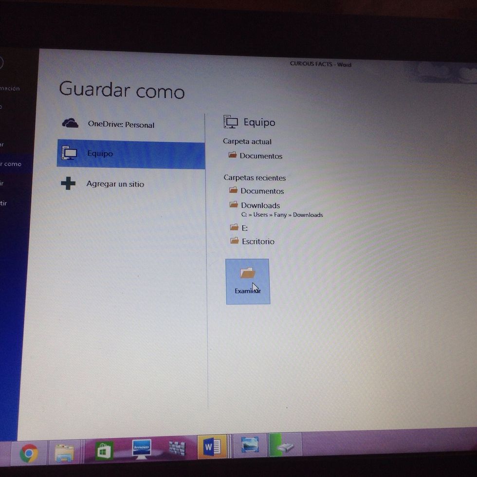 Select the options that says "equipo and examinar"