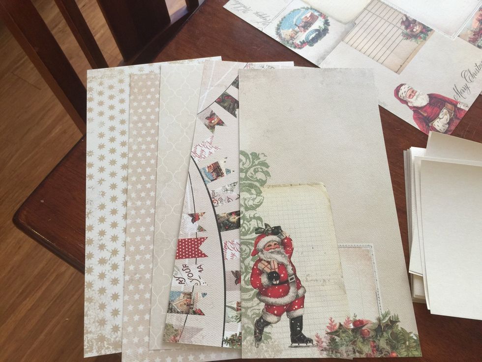 Select the papers you want to work with! I chose the cream colored ones. I cut them in half so I had left overs for other projects!