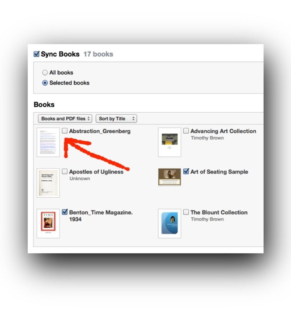 SELECT THE PDFS YOU WOULD LIKE TO SYNC TO YOUR DEVICE.