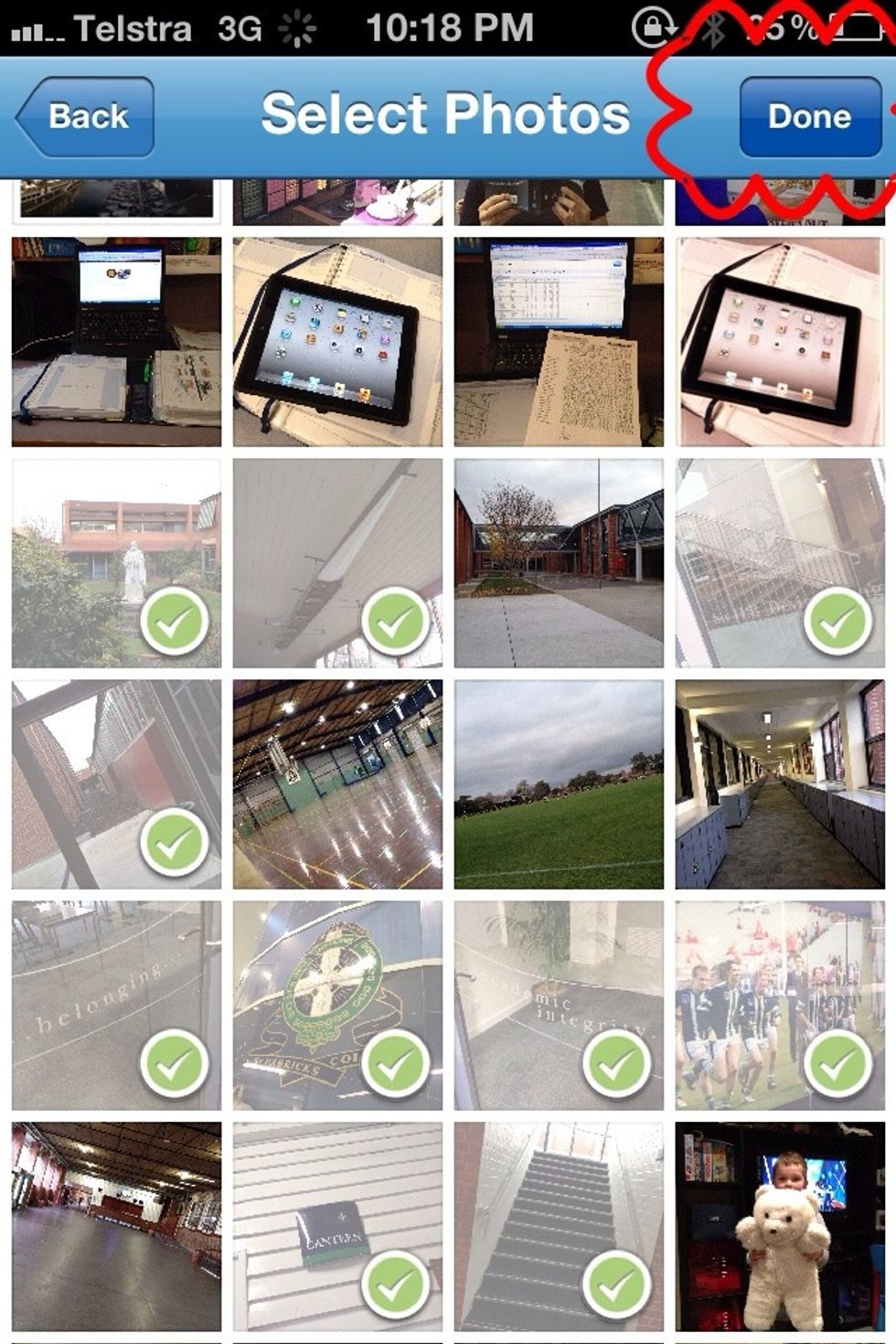Select the photos you want to use, then tap 'Done' in the top right corner.