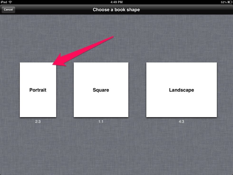 Select the portrait option.