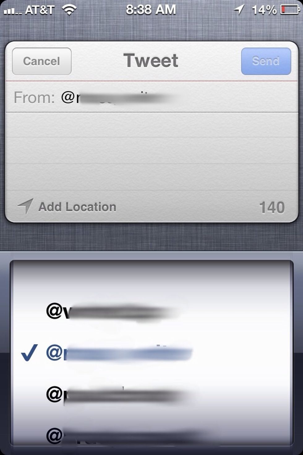 Select the primary twitter account from the list of twitter accounts.