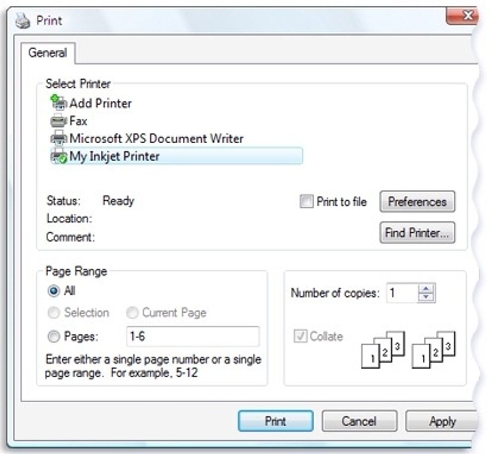 Select the print options