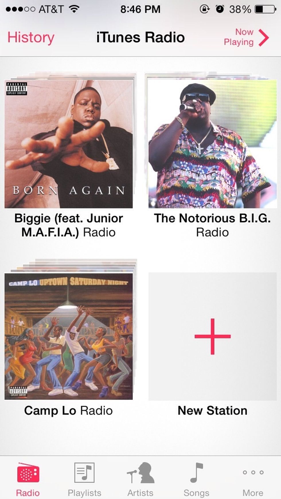 Select the radio station you would like to enable explicit lyrics on. If no stations are present, create one by pressing the +(Plus) icon.