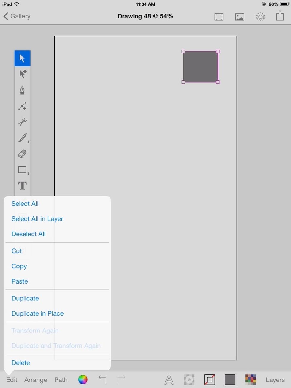 Select the square and duplicate it in place.