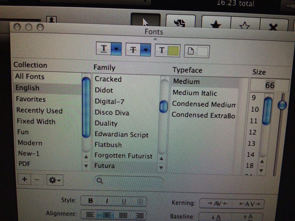 Select the text and select your font!