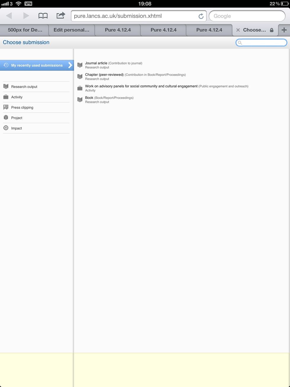 Select the type of publication you wish to add