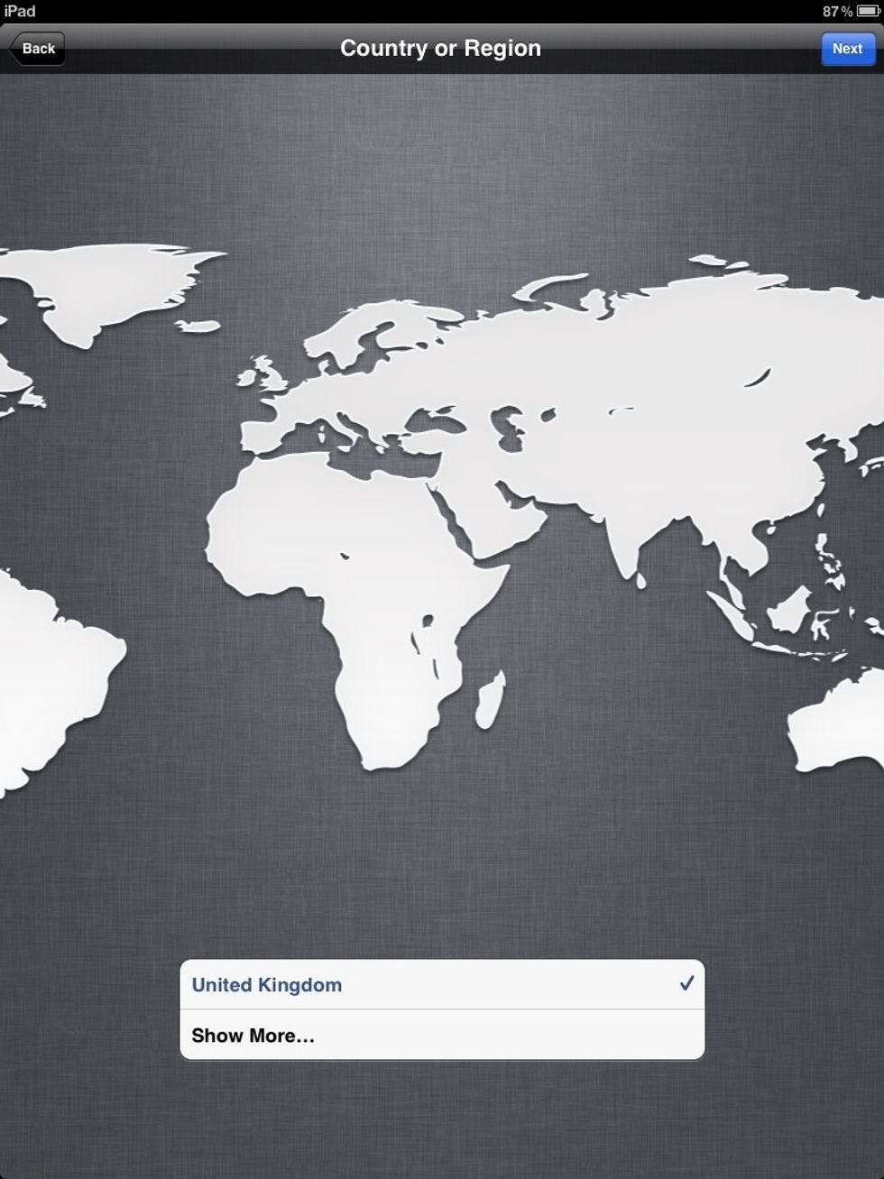 Select 'United Kingdom'