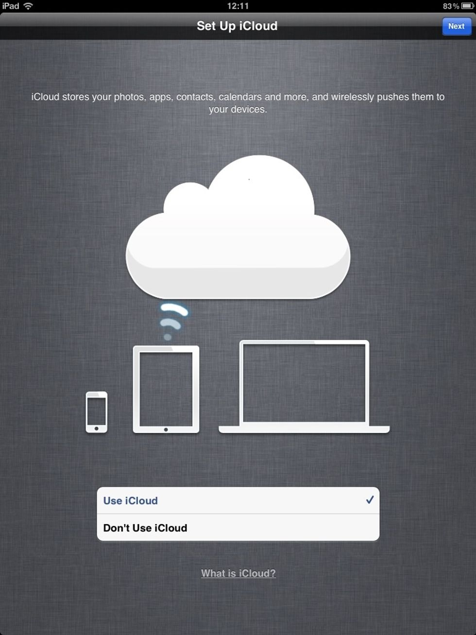 Select 'Use iCloud'