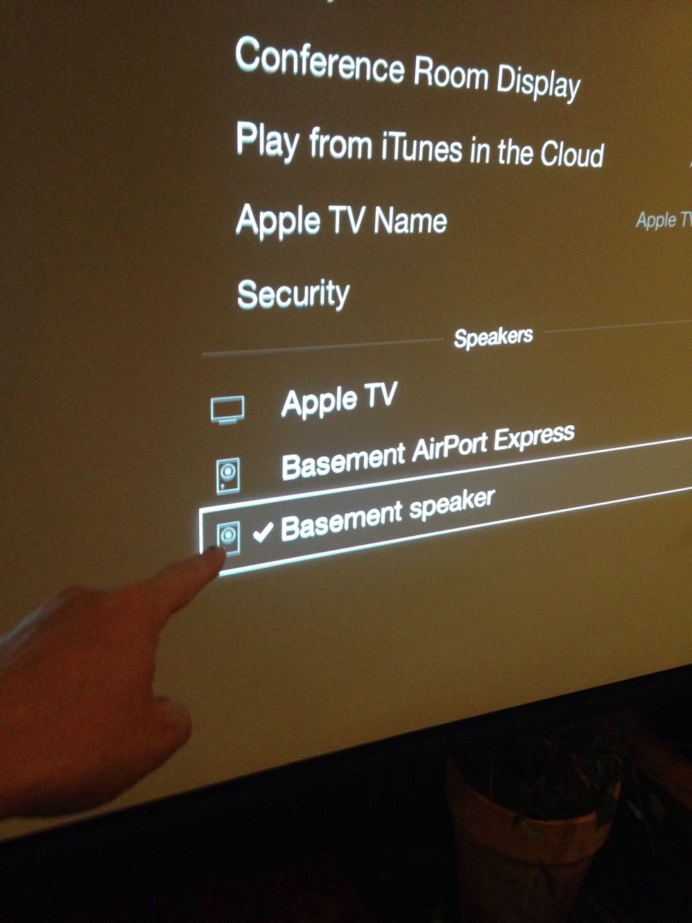 Select "Use this speaker for hideaway speaker" (it used to be called basement speaker)
