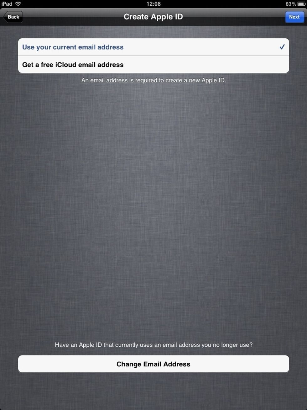 Select 'use your current email address'