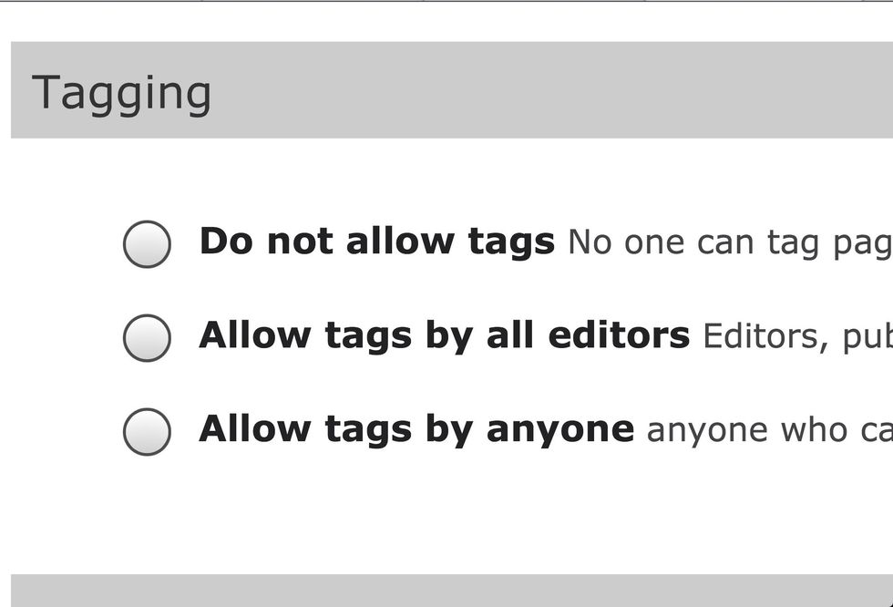 Select whom you will allow to tag to your e-Portfolio. (Tagging makes it easier for others to find your work in a search.)
