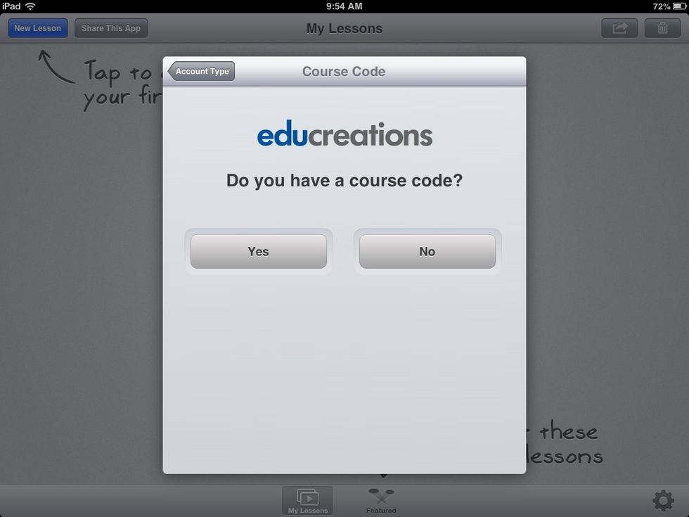 Select yes for course code.