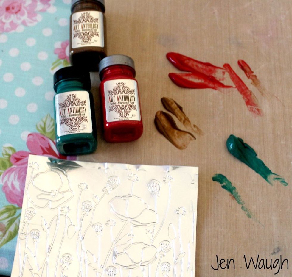 Select your paints and put a dab on your craft sheet.