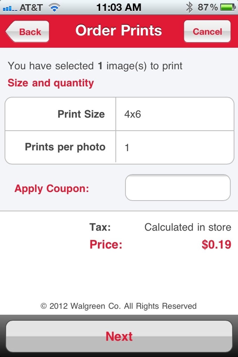 Select your size, select your quantity and apply a coupon (if applicable).