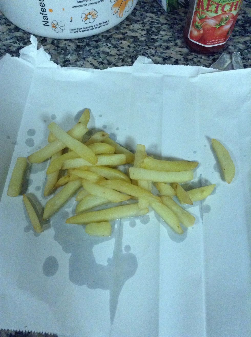 Semi cook the fries, you can use nuggets as a base too